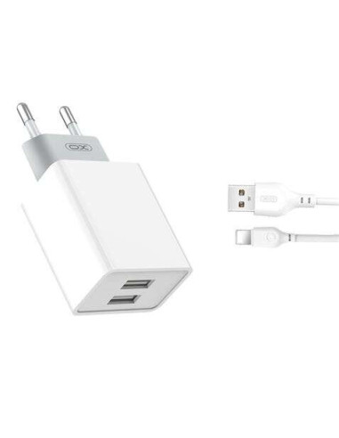 XO L65 Pack Cargador de Corriente 2x USB + Cable USB a Lightning de 1m