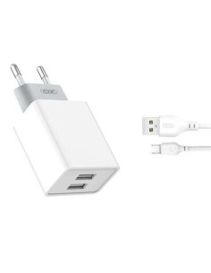 XO L65 Pack Cargador de Corriente 2x USB + Cable USB a MicroUSB de 1m