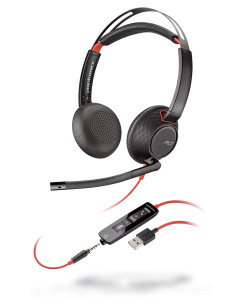 Plantronics/Poly Blackwire C5220 USB-A Auriculares con Microfono - Cancelacion de Ruido - Diadema Metalica Acolchada - Almohadil