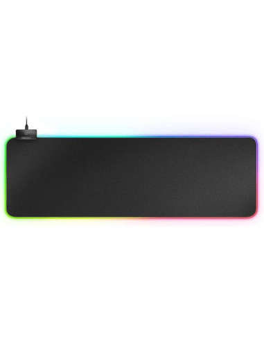 Mars Gaming MMPRGB2 Alfombrilla RGB XXL con HUB USB2.0 - Deslizamiento Nanotextil - Iluminacion RGB Control - Diseño XXL - 2 Pue