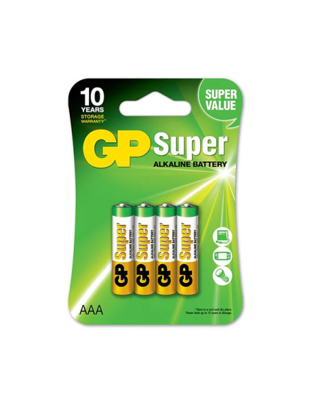 GP Pack de 4 Pilas Super Alcalinas LR03 AAA 1.5V