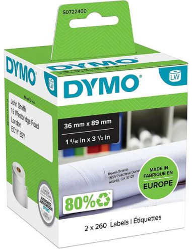 Dymo LW 99012 Etiquetas Originales de Direccion Grandes Autoadhesivas - 36x89mm - 520 Unidades - S0722400