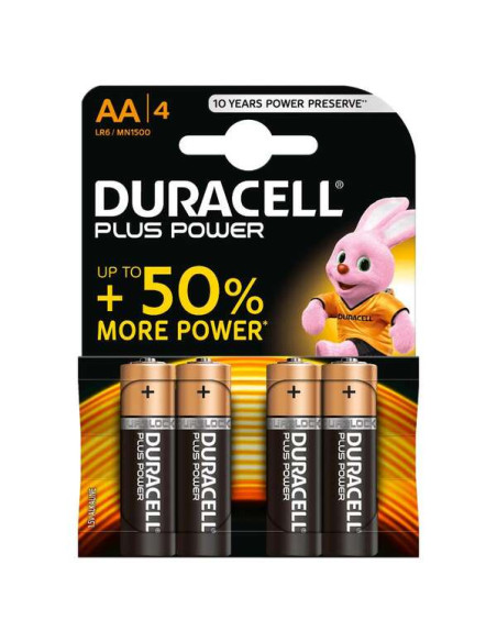 Duracell MN1500B4 Pilas Alcalinas AA LR6 1.5V Plus Power (4 unidades)