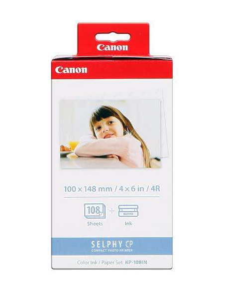 Canon KP-108IN Value Pack de Tinta Original - 108 Hojas Papel Fotografico 100x148 mm - 3115B001