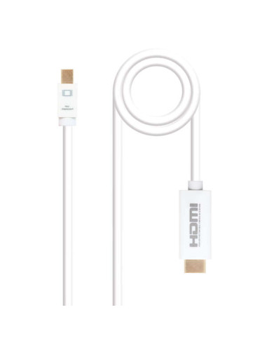 Nanocable Cable Conversor Mini DP Macho a HDMI v1.4 Macho 2m - Color Blanco