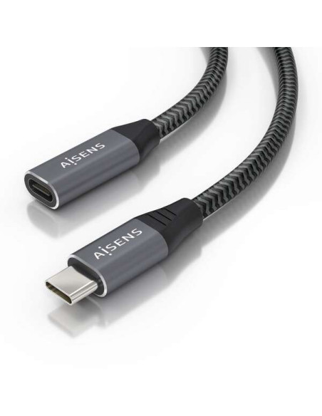Aisens Cable USB 3.2 GEN2x2 Aluminio 20Gbps 8K 30Hz 5A 100W - Tipo USB-C/M-USB-C/H - 2.0m - Color Gris