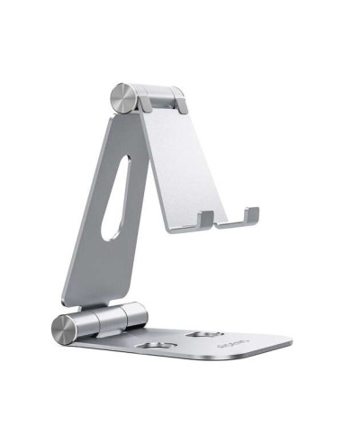 Aisens Soporte de Sobremesa Tamaño XL Ajustable (2 Pivotes) para Movil / Tablet - Color Plata