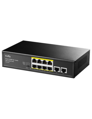 Cudy FS1010P Switch PoE+ de 8 Puertos 10/100M con 2 Puertos de Enlace Ascendente