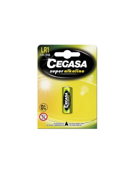 Cegasa Super Alkaline LR1 Pack de 1 Pila LR1 1.5V - Alta Tecnologia - Fiabilidad - Elevado Rendimiento - Maximas Prestaciones
