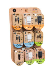 TechOneTech Expositor de 27 Cables y Cargadores para Smartphone - Unidades Surtidas