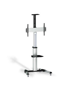 Aisens Soporte de Suelo Eco con Ruedas - Bandeja para DVD y Soporte de Camara (TV de 37 -70 ) - Color Plata