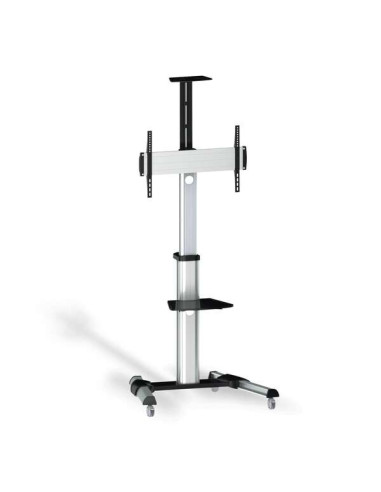 Aisens Soporte de Suelo Eco con Ruedas - Bandeja para DVD y Soporte de Camara (TV de 37?-70?) - Color Plata