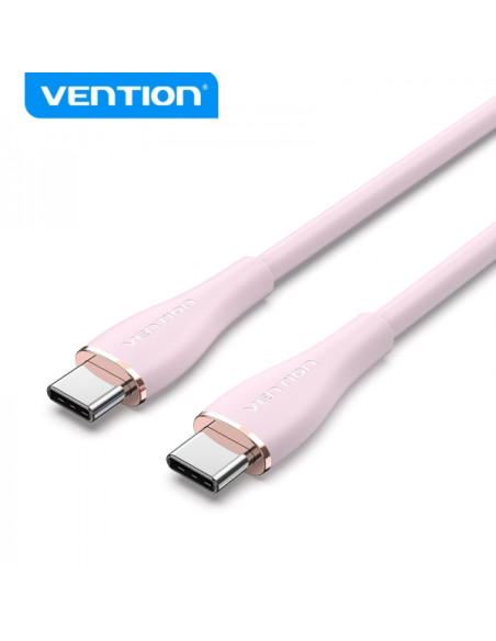 Vention Cable USB-C Macho a USB-C Macho - 1m - 5A 100W 480Mbps - Color Rosa Silicona
