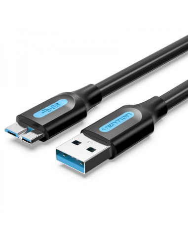 Vention Cable USB 3.0 Macho a MicroUSB Macho - 2A - 10W - 5Gbps - 3m - Color Negro