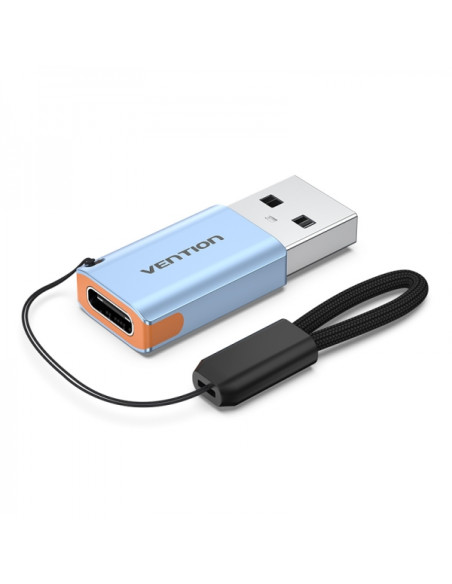 Vention Adaptador USB 3.1 Macho a USB-C Hembra con Lanyard - Aluminio Gris