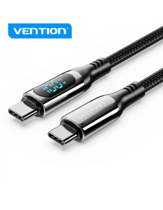 Vention Cable USB-C Macho a USB-C Macho - 1.2m 5A PD100W con Pantalla LED - Color Negro