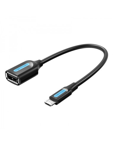 Vention Cable OTG USB 2.0 Micro-B Macho a USB A Hembra - 0.15m - Color Negro