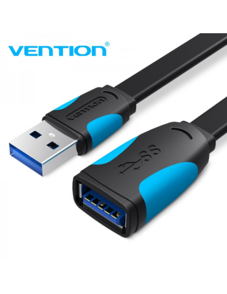 Vention Cable Alargador Plano USB 3.0 Macho a USB Hembra - 2m - Color Negro y Azul