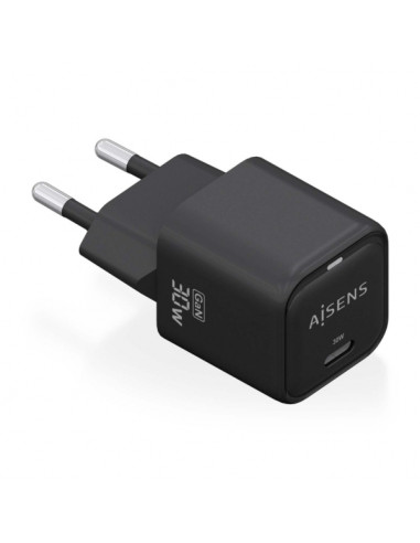 Aisens Cargador Gan USB-C 30W - Alta Eficiencia Energetica - Diseño Elegante y Moderno - Tecnologia AI para Carga Rapida - Multi