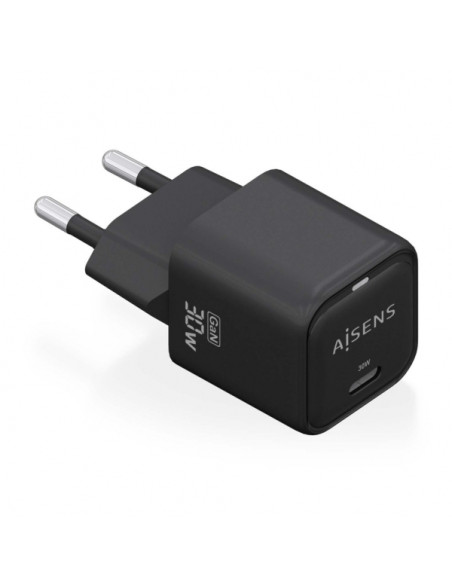 Aisens Cargador Gan USB-C 30W - Alta Eficiencia Energetica - Diseño Elegante y Moderno - Tecnologia AI para Carga Rapida - Multi
