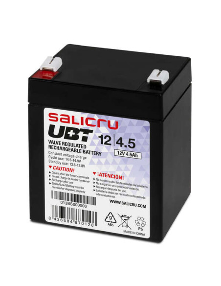 Salicru UBT 12/4,5 Bateria AGM Recargable de 4,5 Ah / 12 V - Color Negro