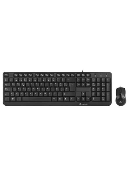 NGS Cocoa Pack USB Teclado Multimedia + Raton 1000dpi 3 Botones - Uso Ambidiestro - French - Color Negro