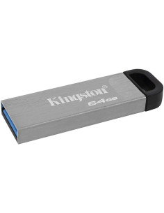 Kingston DataTraveler Kyson Memoria USB 64GB - 3.2 Gen 1 - 200 MB/s en Lectura - Diseño Metalico - Color Plata (Pendrive)