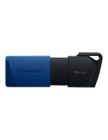 Kingston DataTraveler Exodia M Memoria USB 64GB - USB 3.2 Gen 1 - Capuchon Movil - Enganche para Llavero - Color Negro/Azul (Pen