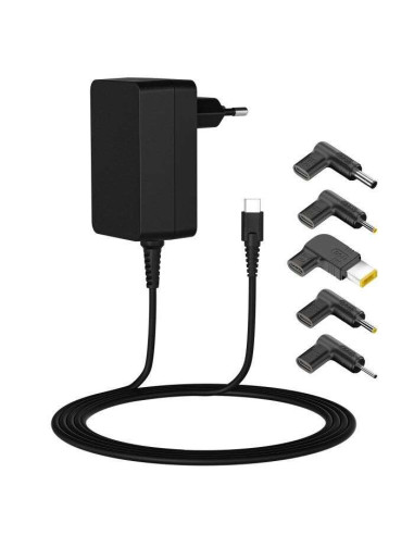 Leotec Cargador Universal para Portatil 45W USB-C Power Delivery 3.0 - 5 Conectores Diferentes - Proteccion de Sobrecarga y Cort