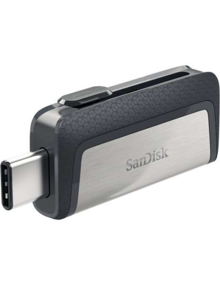 Sandisk Ultra Dual Memoria USB-C y USB-A 64GB - Hasta 150MB/s de Lectura - Diseño Metalico - Color Acero/Negro (Pendrive)