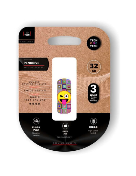 TechOneTech Clip Tech Emoji Guiño Memoria USB 2.0 32GB (Pendrive)