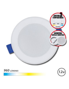 Elbat Downlight Circular 12W - 960Lm - Selector 3 Temperaturas + Sobrepared - Color Blanco