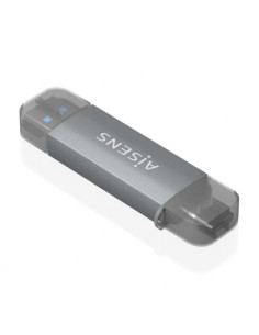 Aisens Lector de Tarjetas USB-C y USB-A - Compatible con SD, Micro SD, MMC, RS-MMC - Soporta USB 3.1 Gen1 - Compatible con Windo