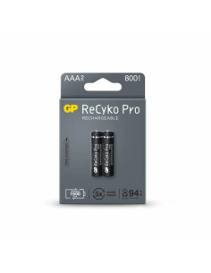 GP ReCyko Pro Pack de 2 Pilas Recargables 800mAh AAA 1.2V - Precargadas - Ciclo de Vida: Hasta 1.500 Veces