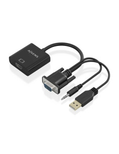 Aisens Cable Conversor SVGA+Audio a HDMI - SVGA/M+Jack 3.5/M+USB-A/M-HDMI A/H - 20cm - Color Negro