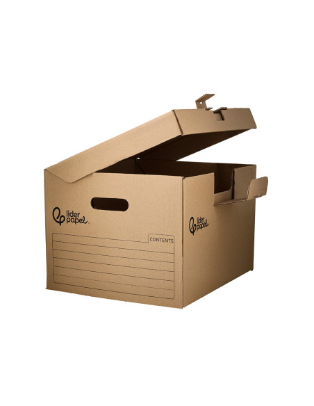 Cajon contenedor liderpapel carton manual para 3 cajas archivo def. folio / 3 archivadores a-z 387x333x260mm