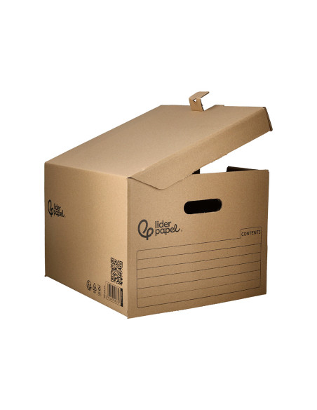 Cajon contenedor liderpapel carton manual para 3 cajas archivo def. folio / 3 archivadores a-z 387x333x260mm