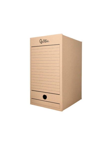Caja archivo definitivo liderpapel folio doble ancho carton reciclado 400g/m2 lomo 200 mm kraft 367x200x251 mm
