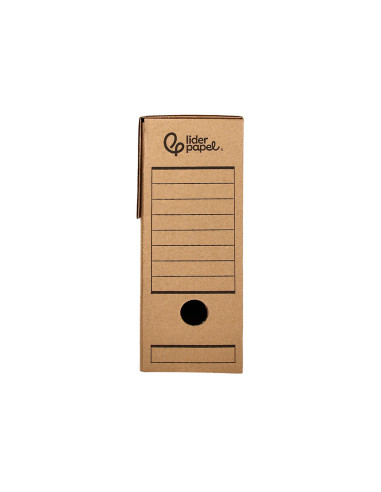 Caja archivo definitivo liderpapel folio carton reciclado 325g/m2 lomo 100 mm kraft 365x100x251 mm