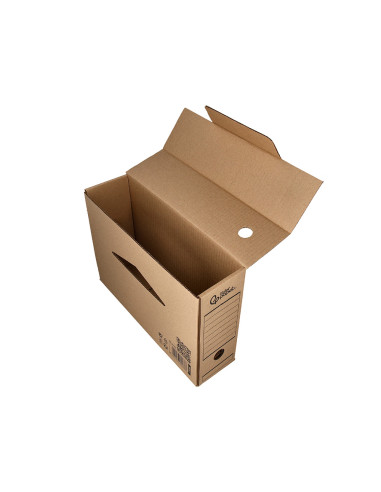 Caja archivo definitivo liderpapel folio carton reciclado 325g/m2 lomo 100 mm kraft 365x100x251 mm