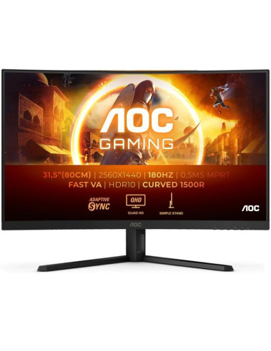 Monitor Gaming Curvo AOC CQ32G4VE 31.5"/ QHD/ 0.5ms/ 180Hz/ VA/ Negro