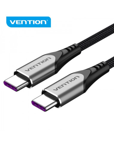 Vention Cable USB-C Macho a USB-C Macho - 1m - 5A 100W 480Mbps - Color Gris