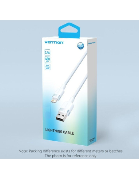 Cable USB 2.0 Lightning Vention LANSF/ USB Macho - Lightning Macho/ 480Mbps/ 1m/ Azul