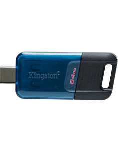 Kingston DataTraveler 80M Memoria USB-C 3.2 Gen 1 64GB - 200 MB/s en Lectura - Color Azul/Negro (Pendrive)