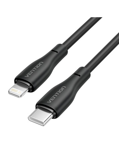 Cable USB Tipo-C Lightning Vention H28BF/ USB Tipo-C Macho - Lightning Macho/ 27W/ 480Mbps/ 1m/ Negro