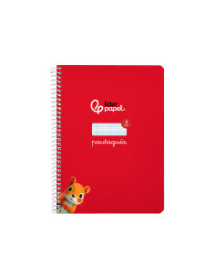 Cuaderno espiral liderpapel di n a5 pautaguia tapa dura 80h 90 gr cuadro pautado 3mm color rojo 2