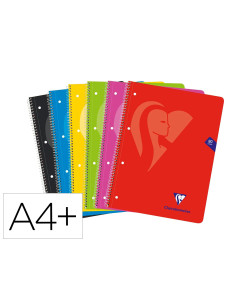 Cuaderno espiral clairefontaine tapa blanda din a4+ micro 80h 4 tal 90 gr cuadro 5 mm colores surtidos
