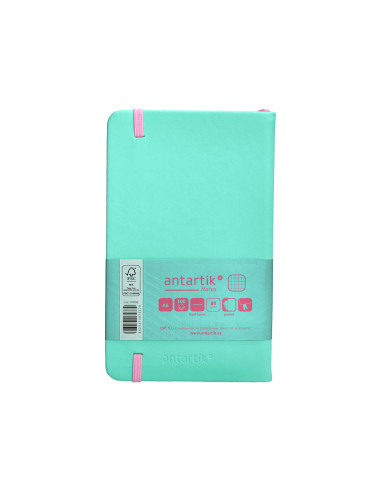 Cuaderno con gomilla antartik notes tapa dura a6 hojas cuadricula rosa y turquesa 100 hojas 80 gr fsc