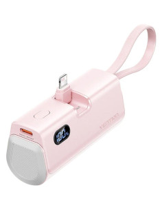 Powerbank 4800mAh Vention FHRP0/ 22.5W/ Rosa/ Incluye Cable USB Tipo-C y Lightning