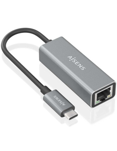 Adaptador USB 3.0 Aisens A109-0898/ USB Tipo-C Macho - RJ45 Hembra/ 15cm/ Gris